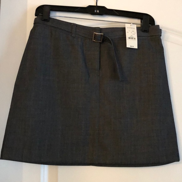 Belted midi charcoal gray skirt - Picture 1 of 2